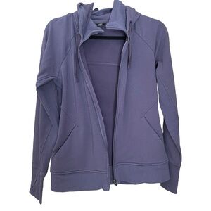 Athleta Triumph Hoodie Womens Medium Lavender Zip-Up Jacket Organic Cotton